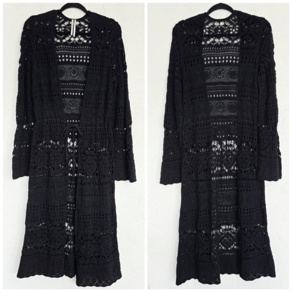 Anthropologie Crochet Duster Pointelle Cardigan Sweater, M - Picture 2 of 9